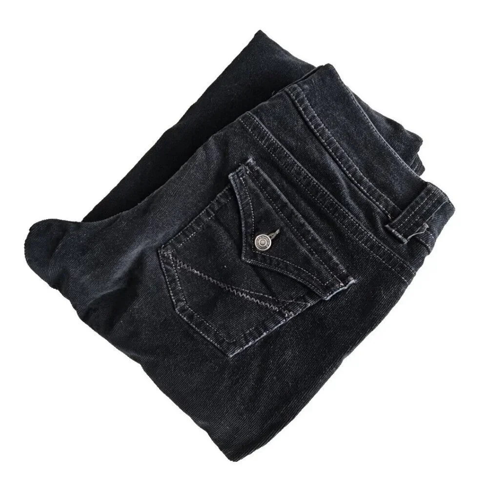 Sonoma Corduroy Pants Women's 10 Average (34x32) Black Boot Cut Brown Flap‎ Pkt